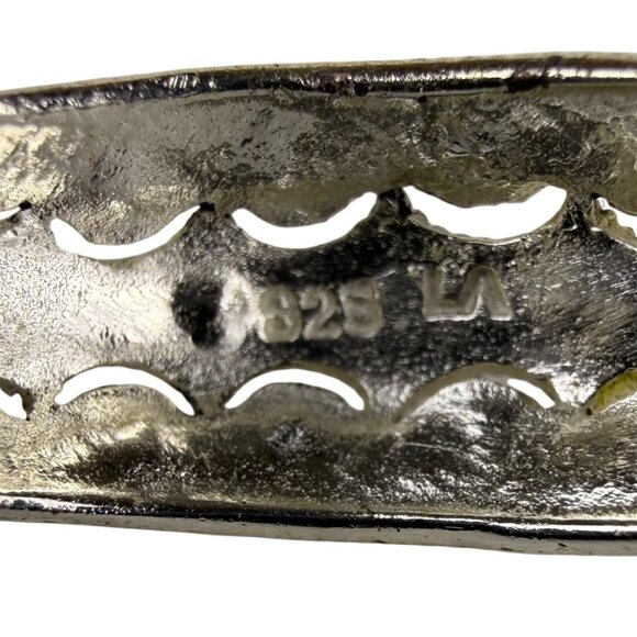 Vintage 925 Sterling Silver Womens Black Marcasite Textured Hoop Earrings - Picture 4 of 5